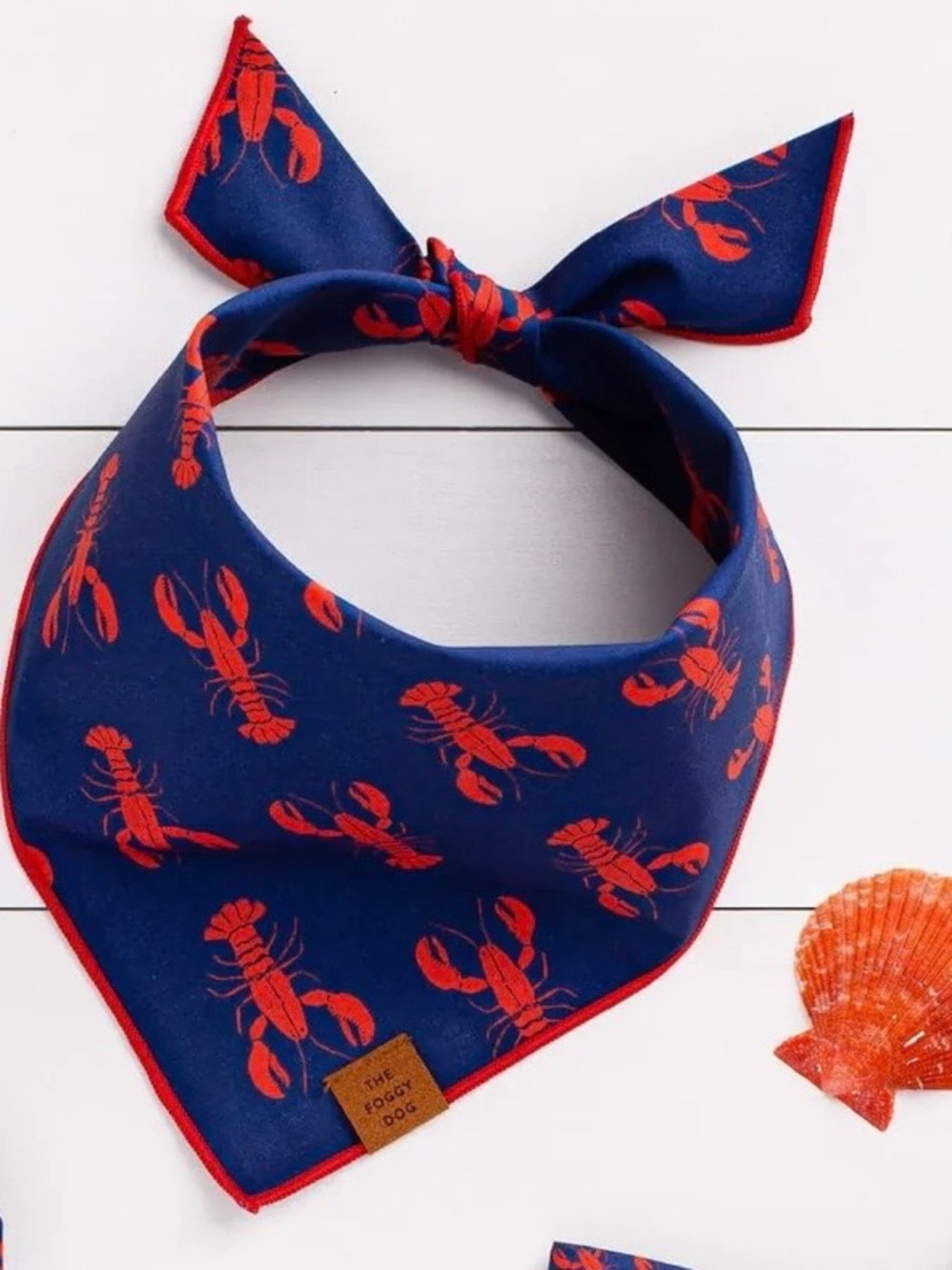 The Foggy Dog Navy & Red Lobster Bandana